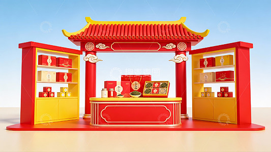 中式传统风格商品展示台