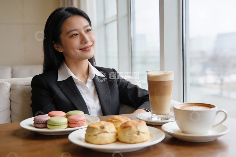 高清大图下载【趣麦麦图】商务女性咖啡时光