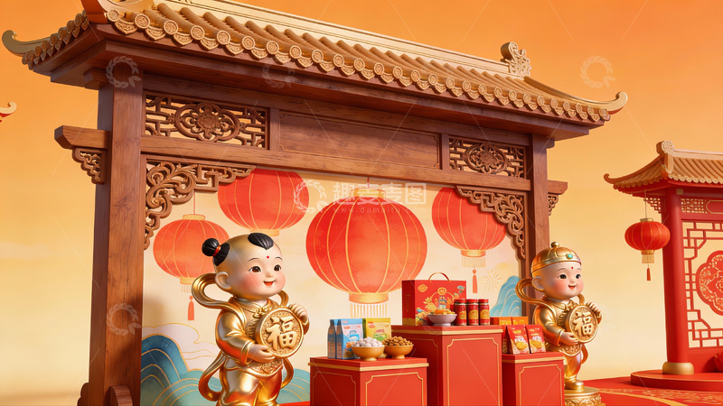 高清大图下载【趣麦麦图】春节传统装饰与吉祥娃娃