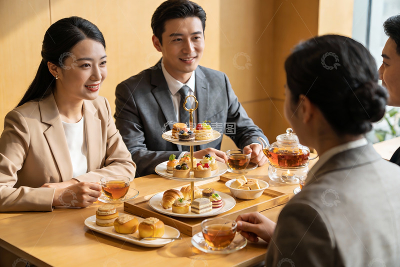 高清大图下载【趣麦麦图】商务人士下午茶聚会
