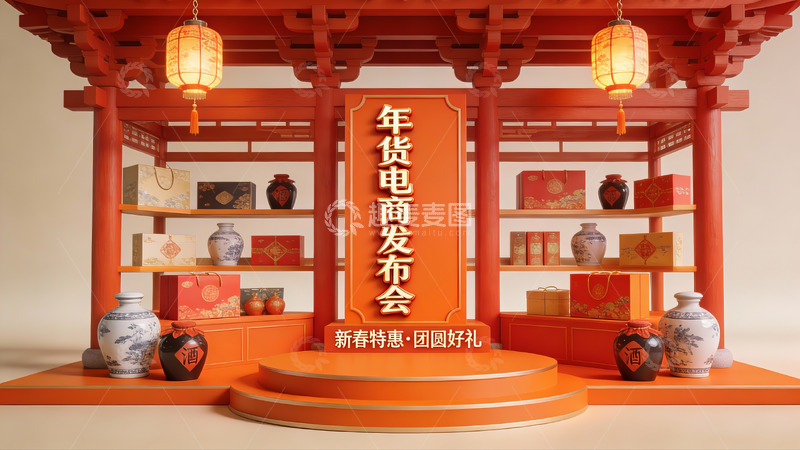高清大图下载【趣麦麦图】年货电商发布会场景展示
