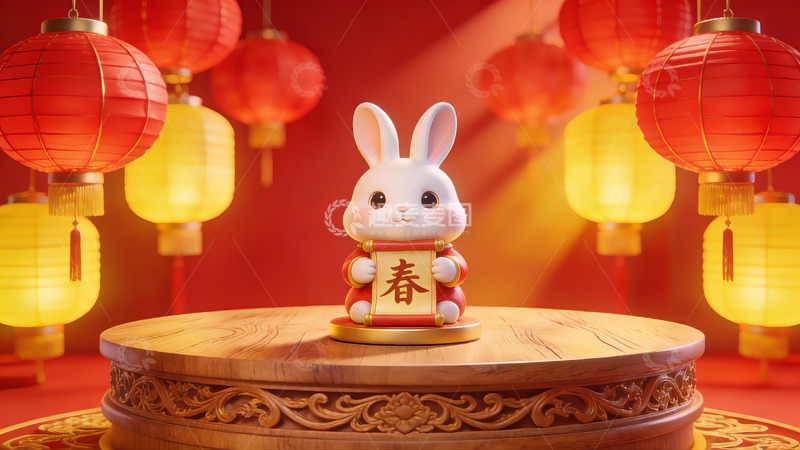 高清大图下载【趣麦麦图】兔年春节装饰场景