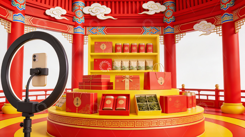 高清大图下载【趣麦麦图】中式风格产品展示场景