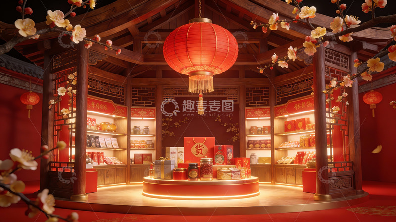 高清大图下载【趣麦麦图】中式节日装饰陈列场景