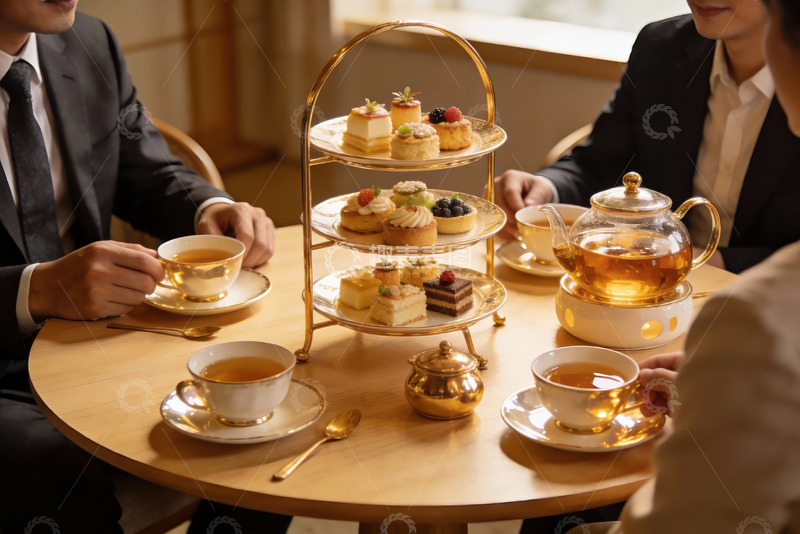 高清大图下载【趣麦麦图】商务人士下午茶聚餐