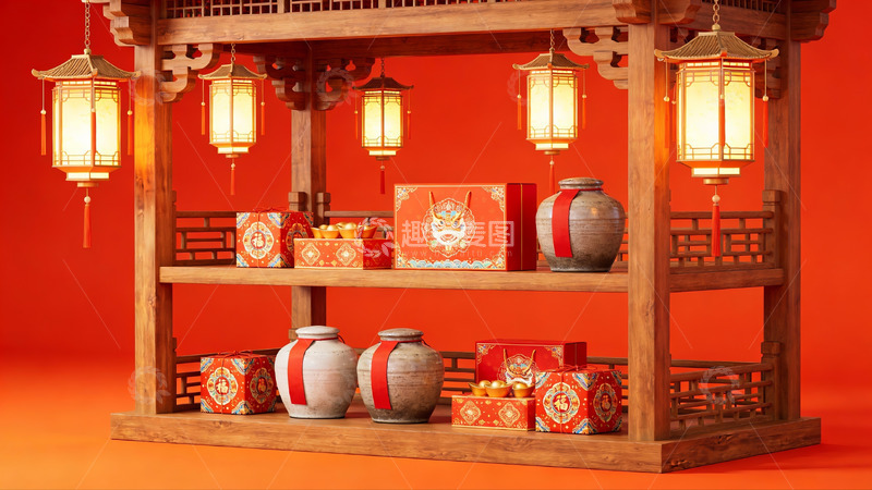 高清大图下载【趣麦麦图】中式传统节日装饰陈列