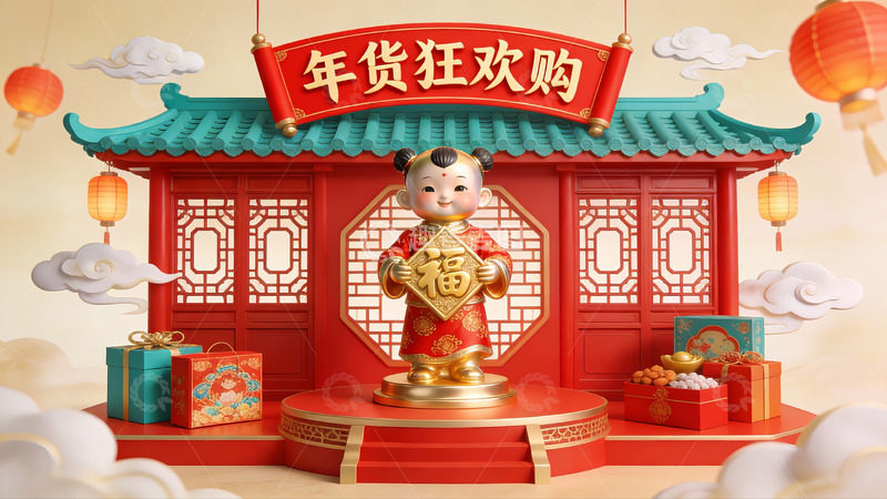 高清大图下载【趣麦麦图】春节年货促销场景