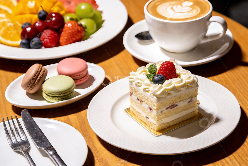 高清大图下载【趣麦麦图】精致甜点与水果咖啡摆盘