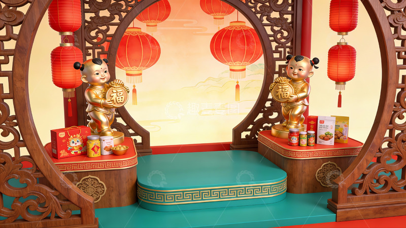 高清大图下载【趣麦麦图】中式节日装饰场景