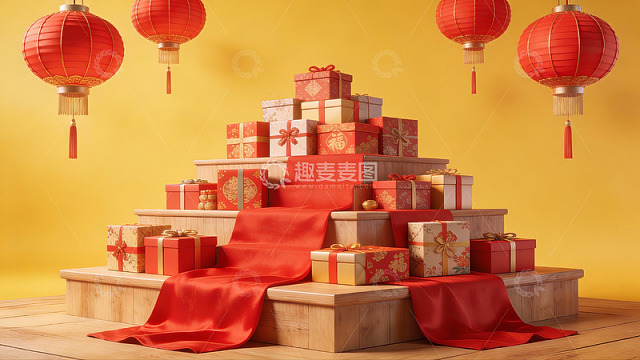 春节礼品堆叠场景
