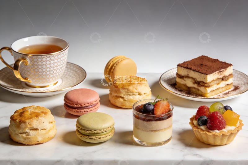 高清大图下载【趣麦麦图】精致下午茶甜点与茶杯