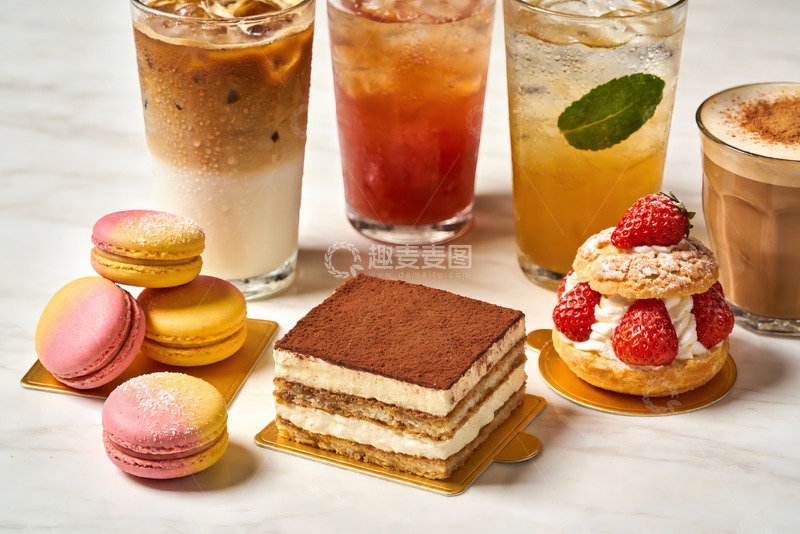 高清大图下载【趣麦麦图】甜点饮品组合展示