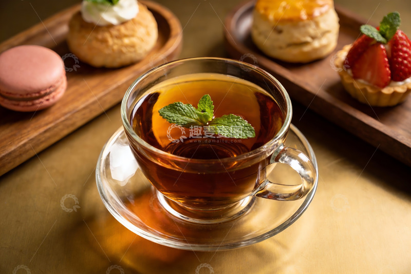 高清大图下载【趣麦麦图】茶杯与甜点的优雅组合