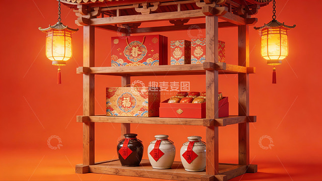 中式节日装饰陈列架