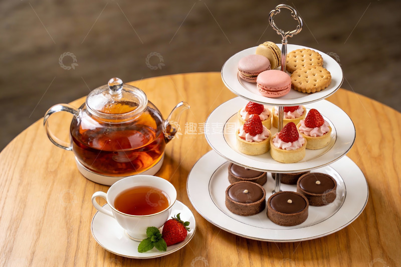 高清大图下载【趣麦麦图】下午茶点心与红茶摆盘