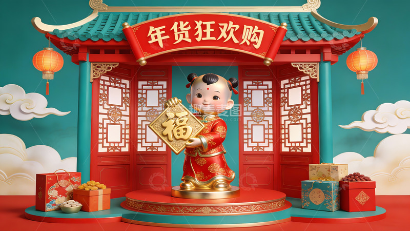 高清大图下载【趣麦麦图】春节年货促销场景