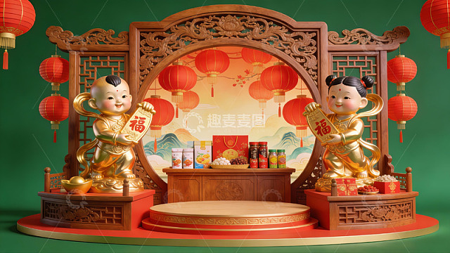 春节装饰场景摆件展示