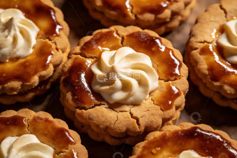 高清大图下载【趣麦麦图】金黄色奶油糕点特写