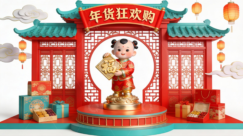 高清大图下载【趣麦麦图】春节年货促销场景