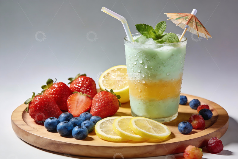 高清大图下载【趣麦麦图】夏日水果饮品与新鲜浆果