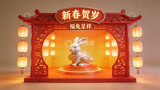 新春兔年贺岁装饰场景