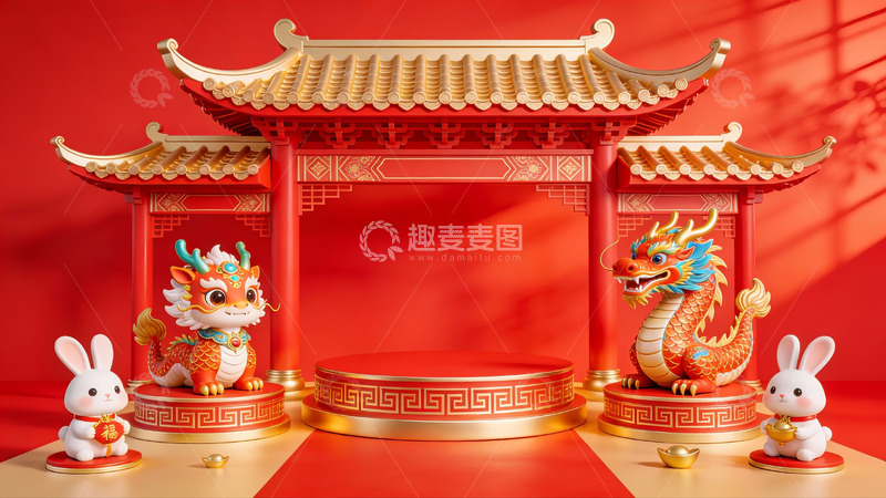 高清大图下载【趣麦麦图】龙年春节传统装饰场景