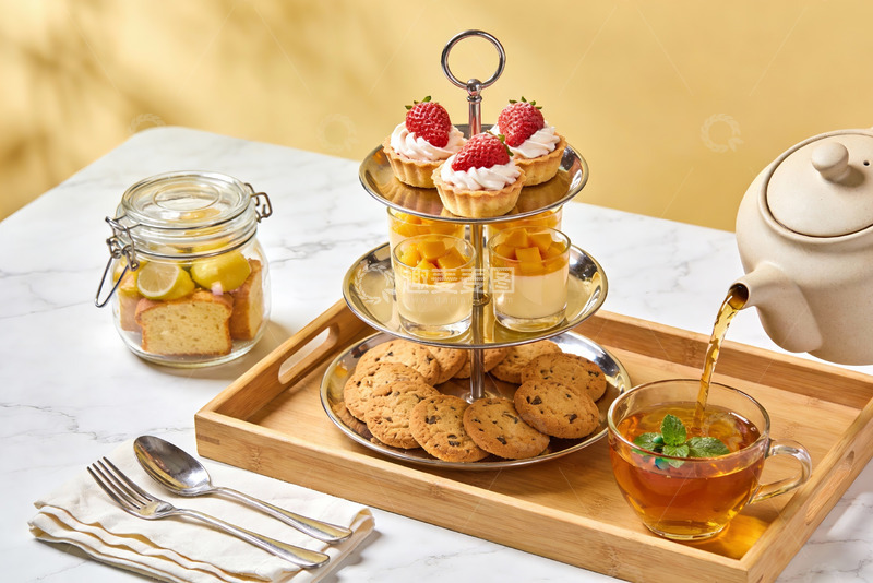 高清大图下载【趣麦麦图】下午茶点心与茶饮摆盘