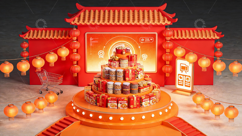 高清大图下载【趣麦麦图】春节主题商品陈列展示