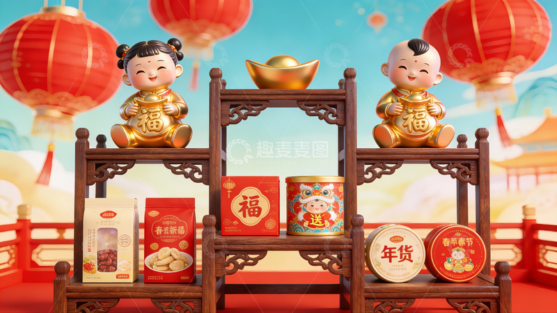 高清大图下载【趣麦麦图】春节年货摆件装饰场景