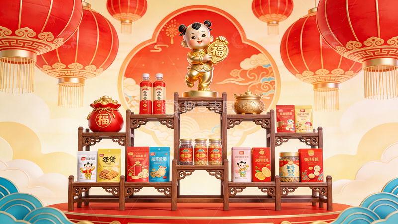高清大图下载【趣麦麦图】春节主题商品陈列展示