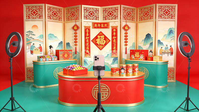 高清大图下载【趣麦麦图】春节主题直播场景布置