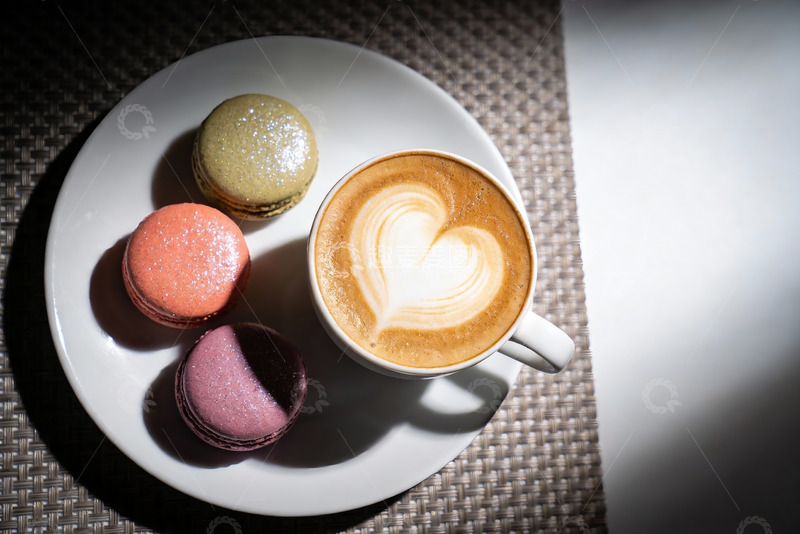 高清大图下载【趣麦麦图】咖啡与马卡龙的精致下午茶