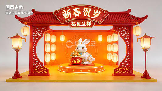 新春贺岁兔年主题3D舞台