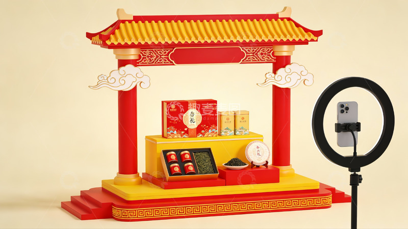 高清大图下载【趣麦麦图】中式传统风格产品展示台