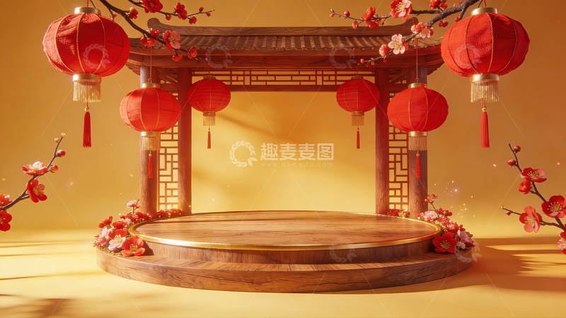 高清大图下载【趣麦麦图】中式灯笼装饰舞台场景