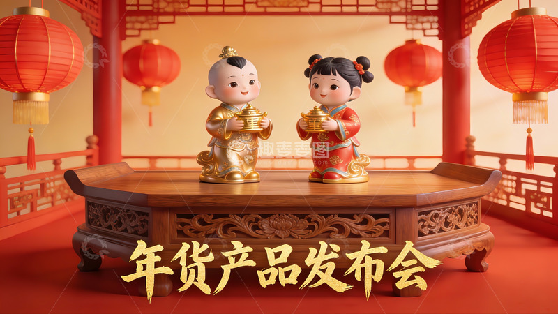 高清大图下载【趣麦麦图】年货产品发布会场景