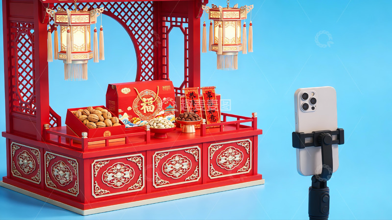 高清大图下载【趣麦麦图】中式节日摆台与手机拍摄