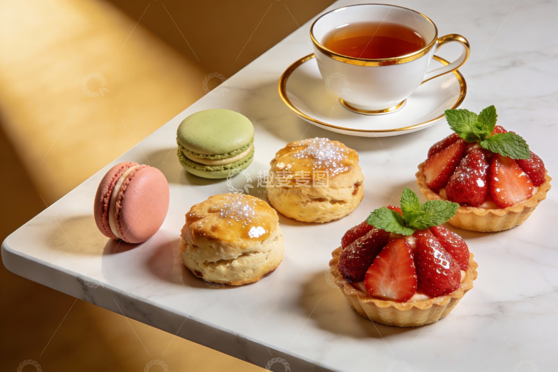 高清大图下载【趣麦麦图】精致下午茶甜点与红茶