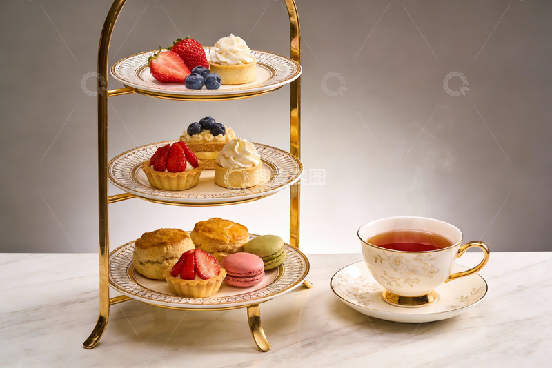 高清大图下载【趣麦麦图】三层点心架配下午茶