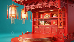 中式传统节日装饰场景
