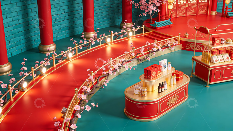 高清大图下载【趣麦麦图】中式风格展厅陈列展示