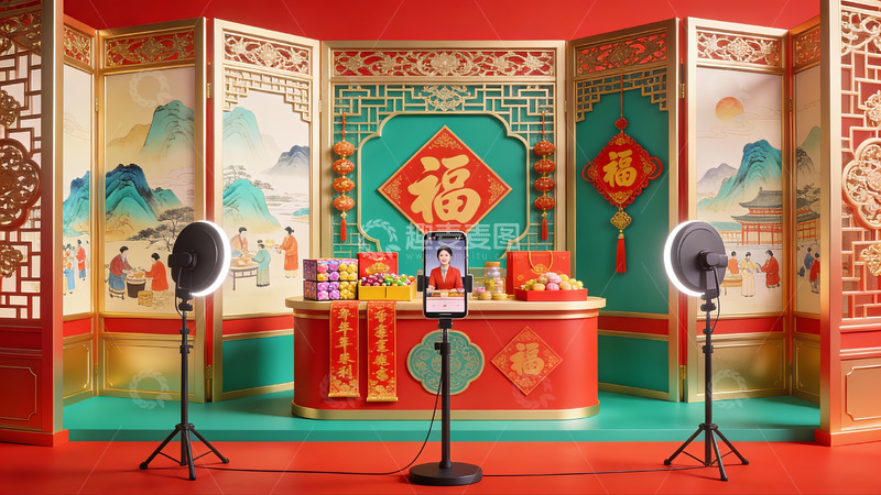 高清大图下载【趣麦麦图】春节主题拍摄场景布置