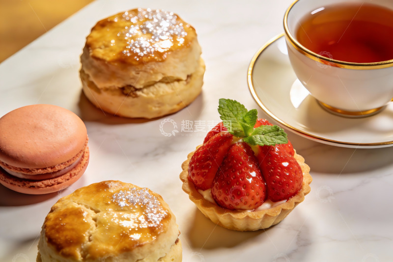 高清大图下载【趣麦麦图】精致下午茶甜点与红茶
