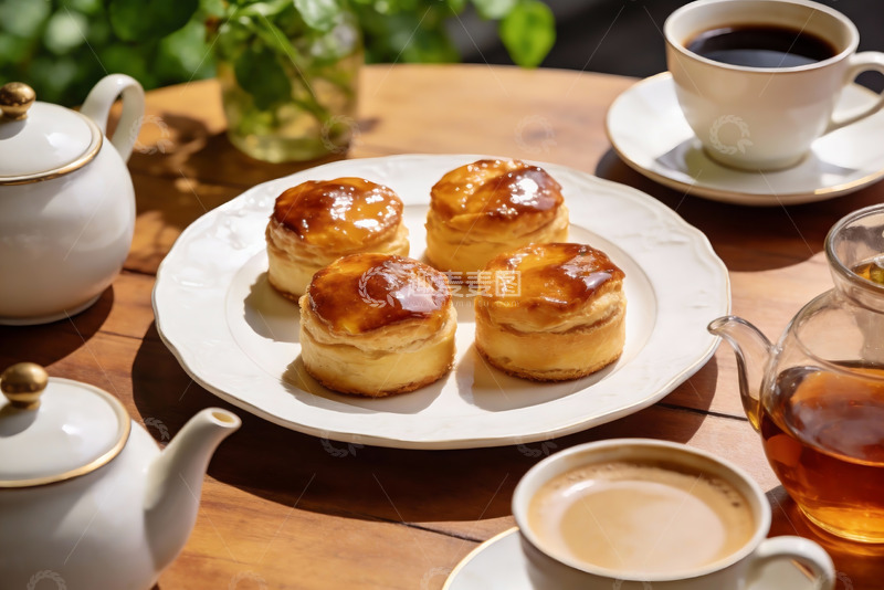 高清大图下载【趣麦麦图】午后茶点糕点与咖啡