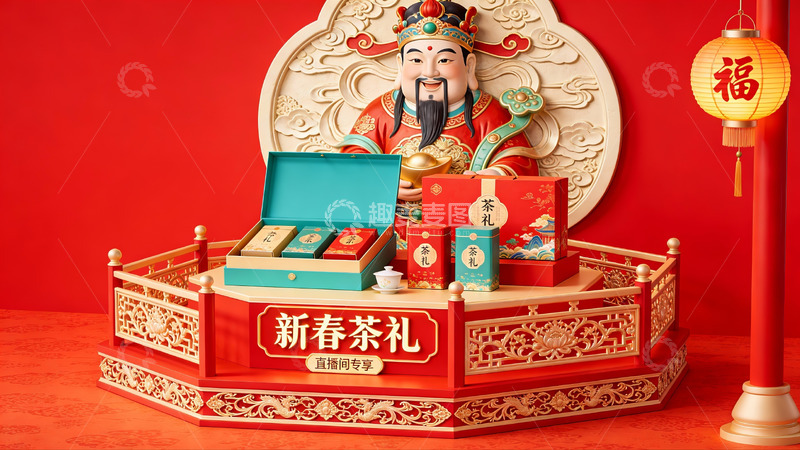 高清大图下载【趣麦麦图】新春茶礼展示场景