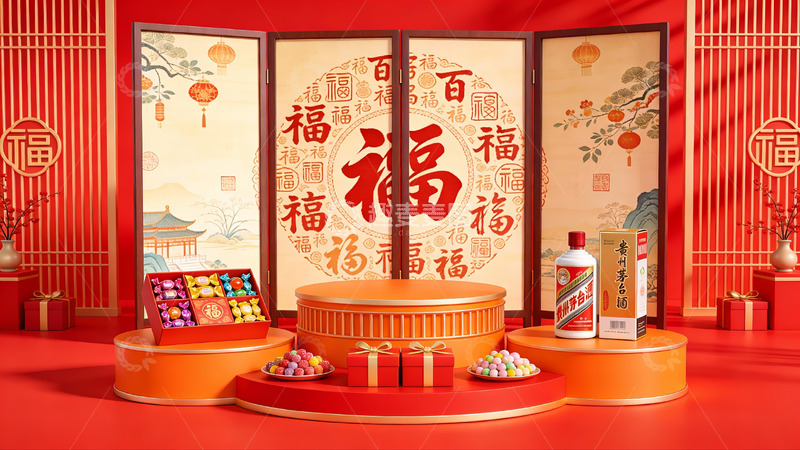 高清大图下载【趣麦麦图】春节主题装饰与礼品展示