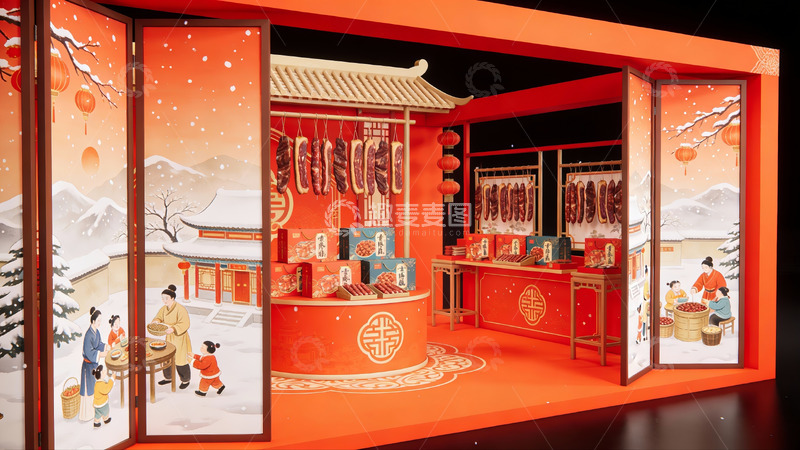 高清大图下载【趣麦麦图】传统春节市集场景展示