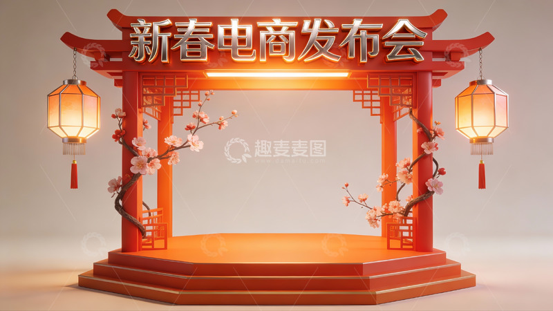 高清大图下载【趣麦麦图】新春电商发布会场景