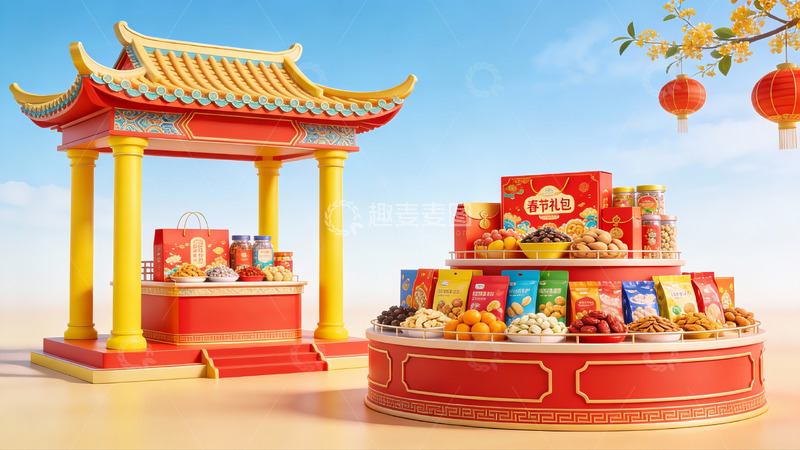 高清大图下载【趣麦麦图】传统节日食品展示场景