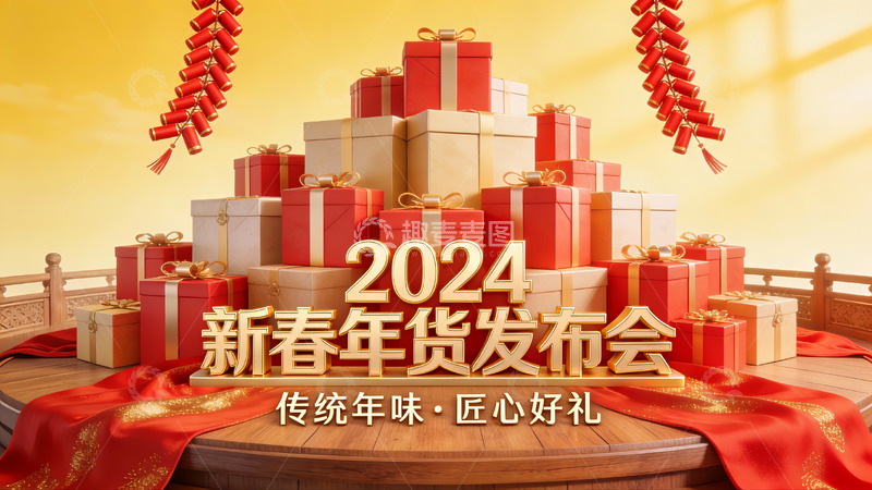 高清大图下载【趣麦麦图】2024新春年货发布会宣传图